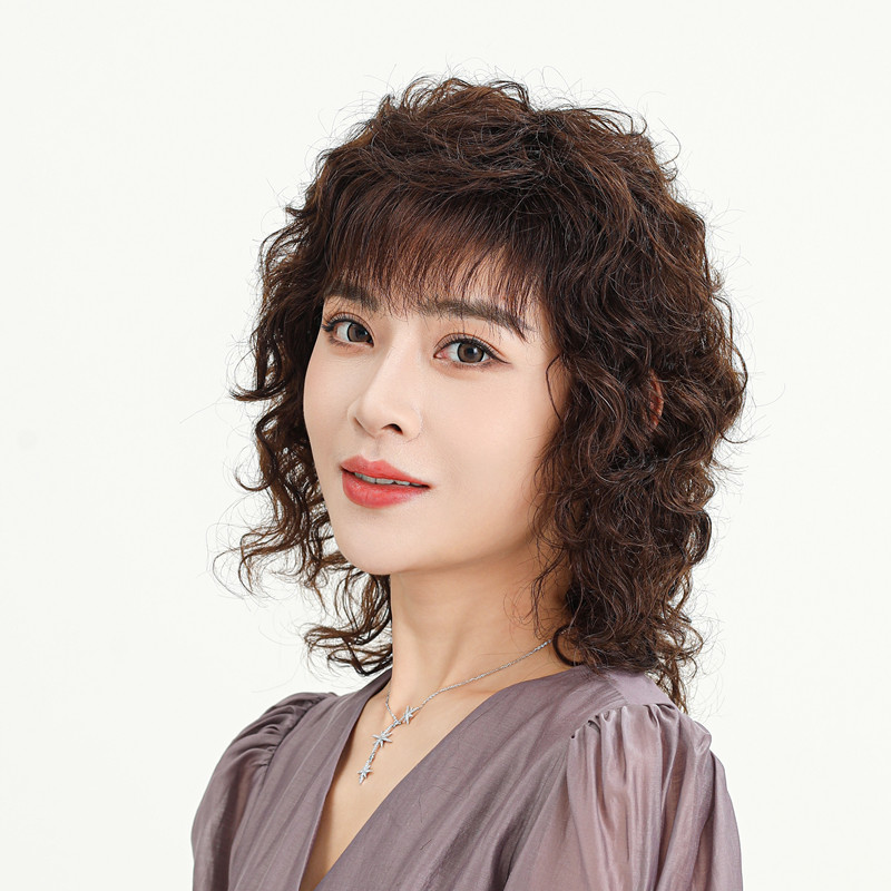 假发女中长发中老年女士长卷发自然2023新款真发全真发人发可盘发
