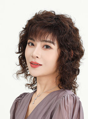 假发女中长发中老年女士长卷发自然2023新款真发全真发人发可盘发