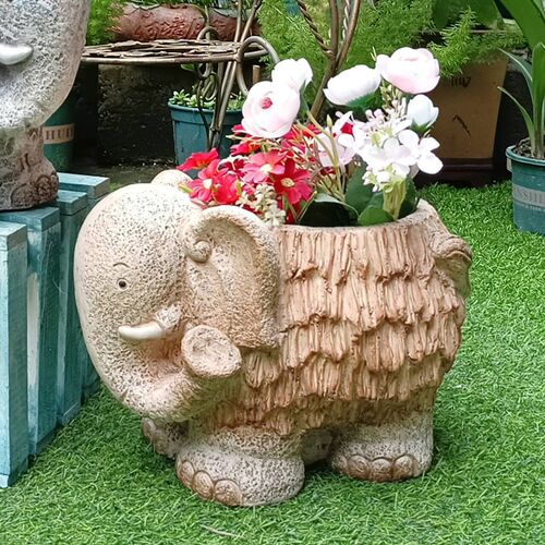创意可爱大象花盆阳台花园庭院户外中式庭院门口招财装饰动物摆件