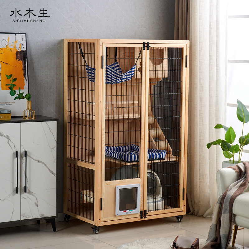 猫笼子超大猫笼别墅实木三层豪华日系猫别墅猫窝猫房子家用室内