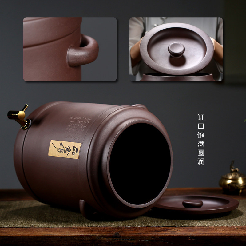 宜兴原矿紫砂泡茶水缸储水罐家用陶瓷过滤大号抽水净水机茶水桶