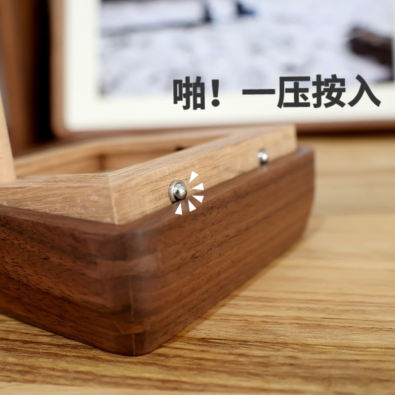 正方形胡桃木相框挂墙高级感洗照片定制情侣合照写真相册中式摆台