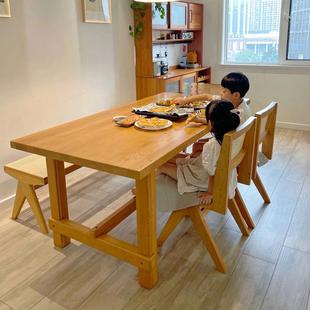 折扣价 现代简约全实木餐桌家用长方形原木吃饭桌民宿简约休闲