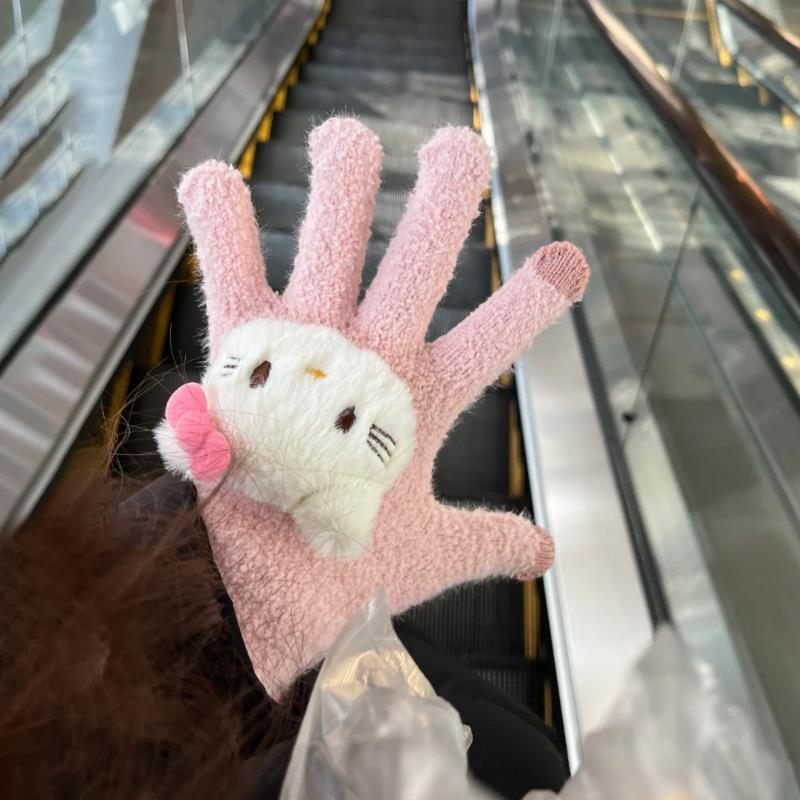 触摸屏幕手套Hellokitty可爱钻石Kt猫触摸手机秋冬钻石女孩冬天冬