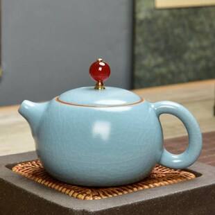 美人西施壶天青汝瓷开片陶瓷功夫茶具家用泡茶壶 汝窑茶壶单壶日式