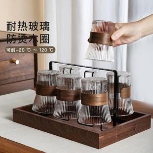 待客杯子防烫玻璃杯高级感轻奢耐高温高颜值喝水茶杯 水杯家用套装