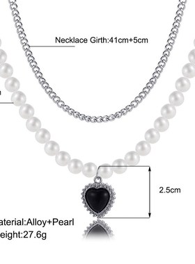 极速Thick Chain Necklaceu Black peach heart clavicle chain锁