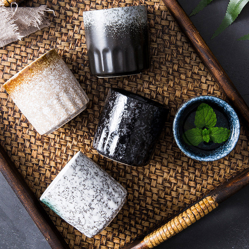 极速日式创意复古陶瓷茶具寿司店茶水杯清酒O杯餐厅饭店家用茶杯