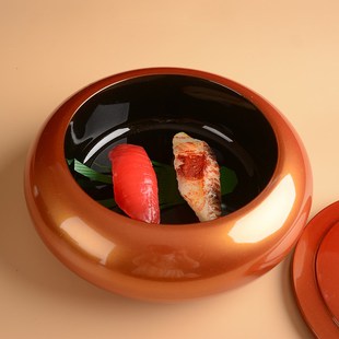极速日式特色鳗鱼饭盒寿司盒圆形带盖便当盒O餐盒送餐盒点心盒寿