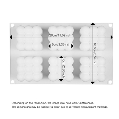 极速Eaasy Demoulding 6 Cavity Silicone Resin Cube Candles Mo