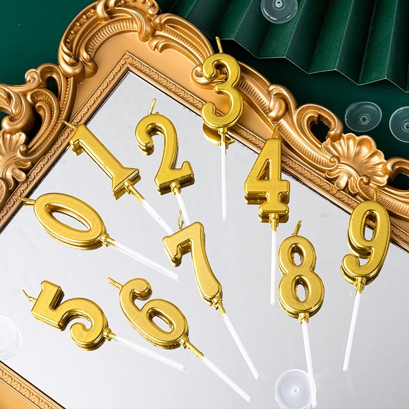 极速50个装长条数字金色蜡烛蛋糕插件独立盒装儿童周岁.生日派对
