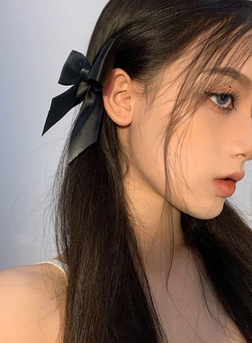 极速2pcs Black White Ribbon Hair Bows Clips VinStage Bowknot