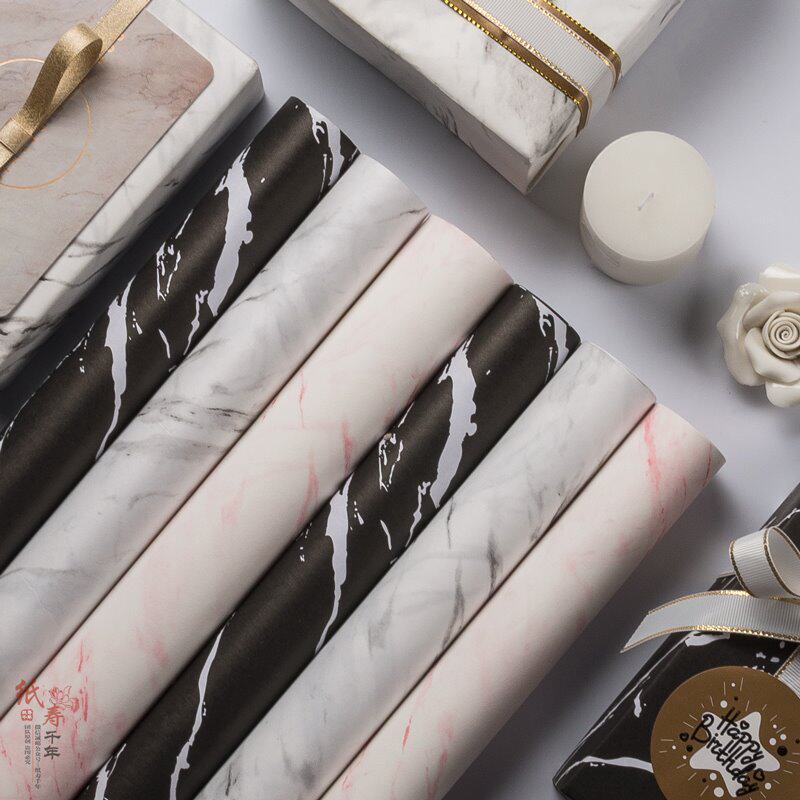极速.gift wrap marble birthday packaging pMaper business gif
