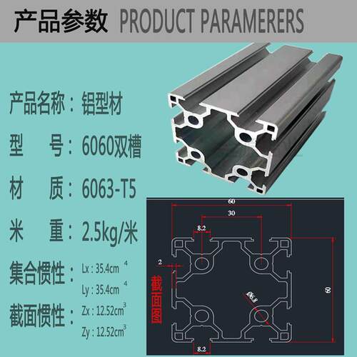 极速6060g铝挤型材料工业铝合金框架组合型材铝合金方管型材四方