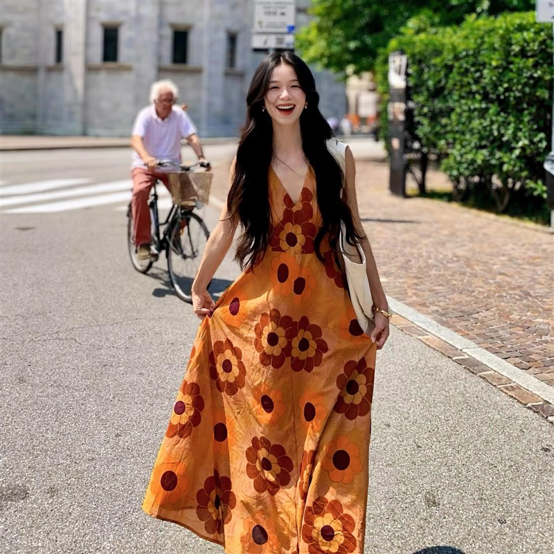 速发巴厘岛度假沙滩裙海南三亚多巴胺海边穿搭长裙云南大理拍照连