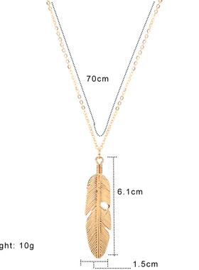 极速Fashion Simple Golds Color Meter Feather Pendant Necklac