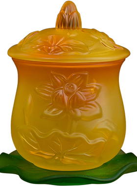 新品琉璃供水杯家用佛前供奉观音仙家莲花圣水杯净V水杯贡水杯佛