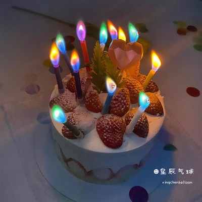 极速Birthday Colorfoul Flame Candle Birthday Cake decoration