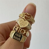 Fuck Off Bitch 极速Punk Rich Color Rings Open Gold ForZ Wome