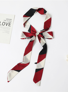 极速Print Solid Long Silk Satin Hair Scaf FashQion Neck Tie