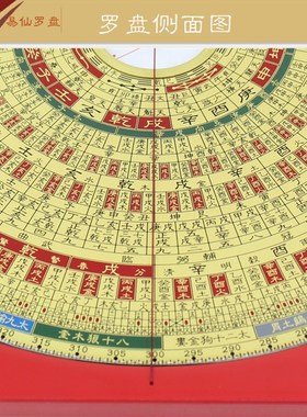 极速易仙强磁针8寸6三合25层风水罗盘 摆件纯铜高精W度 红色电木