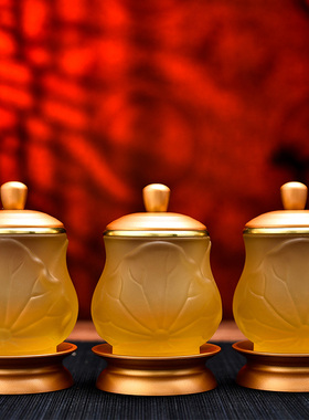 新品供奉观音琉璃莲花供水杯  纯铜供杯佛M前佛堂圣水杯净水杯佛