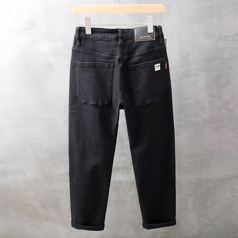 极速2025新款潮牌欧美青年男士牛仔F裤黑色宽松直筒垂感阔腿裤百