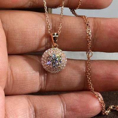 极速Huitan Romantic Rose Gold Color Round PenPdant Necklaces