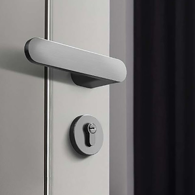 简约卧室门锁室内静音磁吸门锁现代北欧房门锁灰黑色分体锁