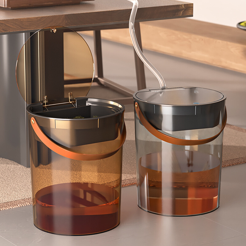 透明茶水桶分离过滤茶渣桶家用轻奢功夫垃圾桶茶具高档倒茶废水桶