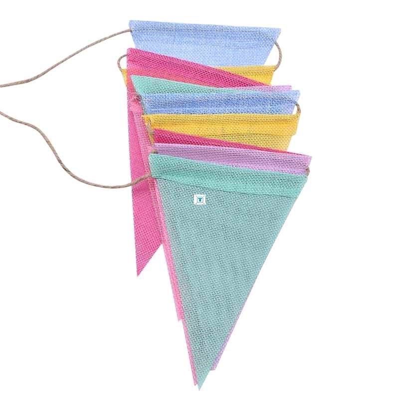 极速4m Multiolor Jutpe Linen Flags Pennant Birthday Bunting