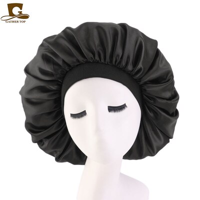 极速Extra Large Print Satin Silky Bonnet SlePep Cap with Pre