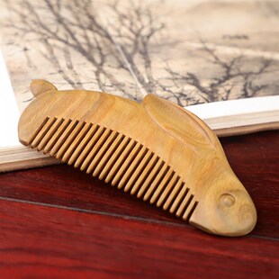 极速天然绿檀木梳子绿檀生肖兔小木梳儿童K周岁抓周生日礼物纪念