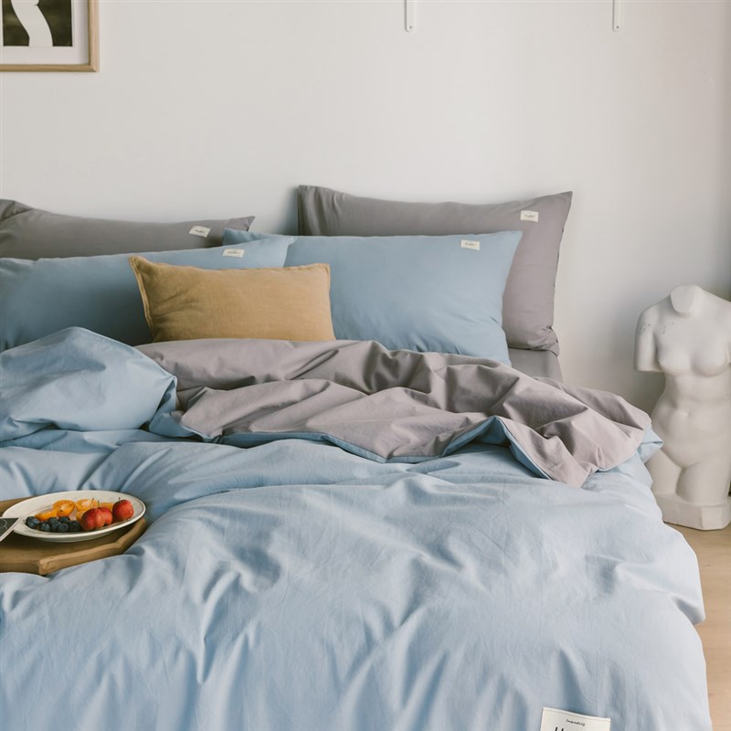 极速北欧风简约i全棉针织棉水洗棉四件套裸睡纯棉床单被套床笠床