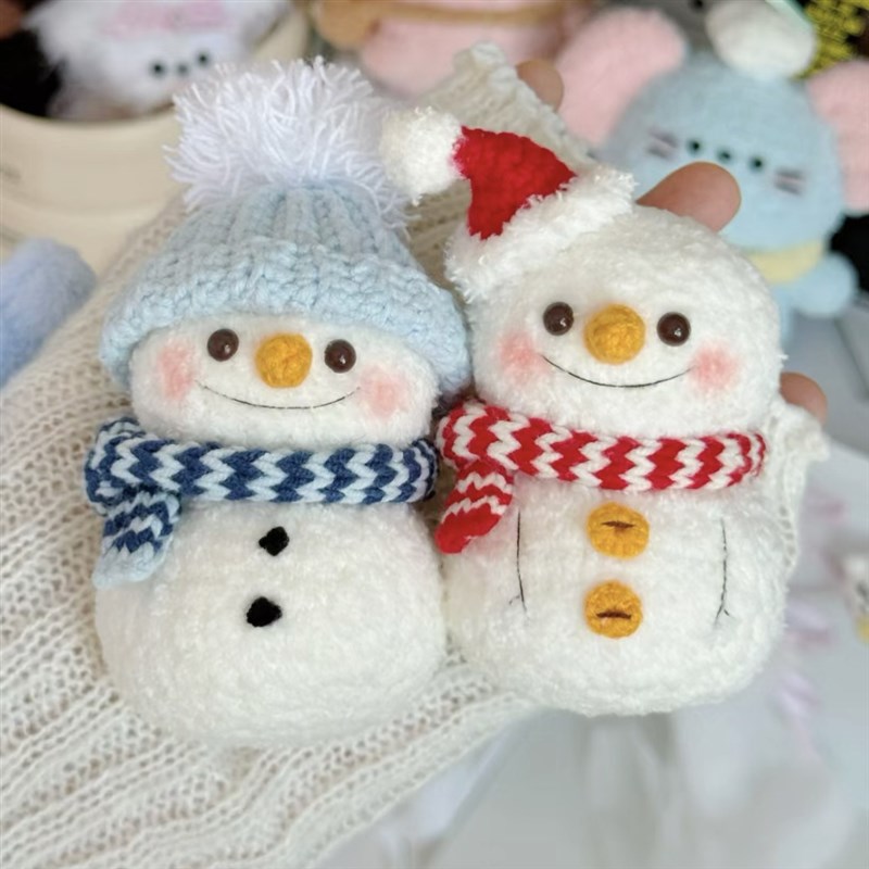 极速圣诞礼物雪人纯手工diy材料包毛线编织N钩针包挂件钥匙扣玩偶