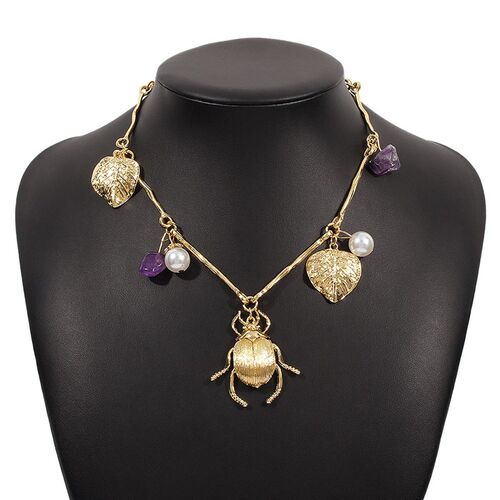 极速Jewelry Insect pendant necklace Gleaf vintage collar fem