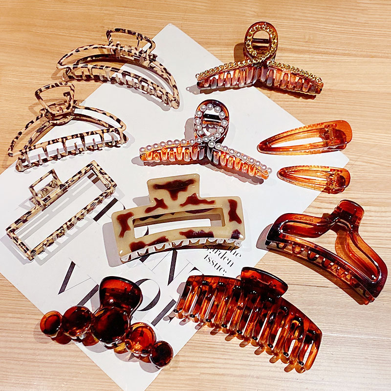 极速Newb Leopard Geometric Large Barrettes Hair Clips Hair C