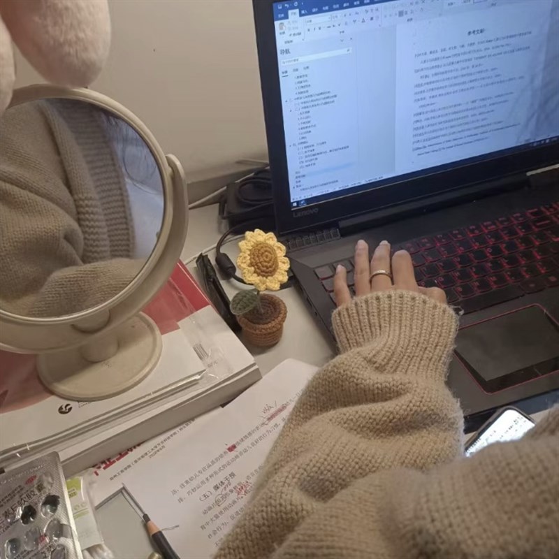 极速手工diy迷你盆栽郁金香花束钩针毛线编织材料W包可爱自制桌面