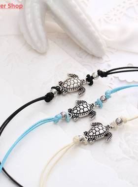 极速Vintage Turtle Anklets For women Summer Beach BaXrefoot