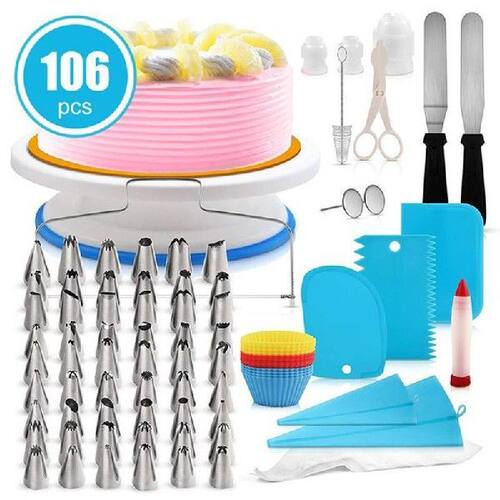 新品106pcse Multi-function Cake Decorating Kit Cake Turntabl