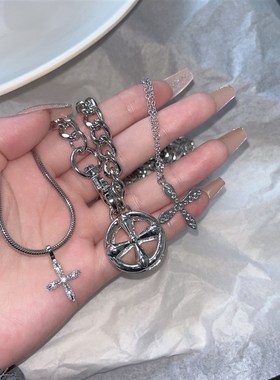 极速personality couple Cuban chain clIavicle chain necklace