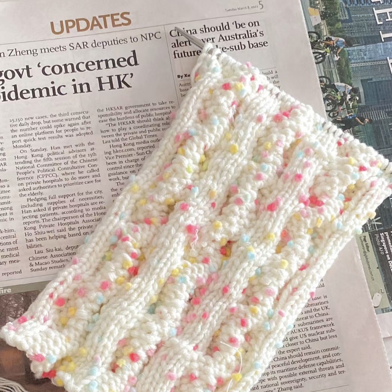 极速彩虹豆豆棉花糖围巾毛线手工编织diy材料包混线粗Z毛线自织送