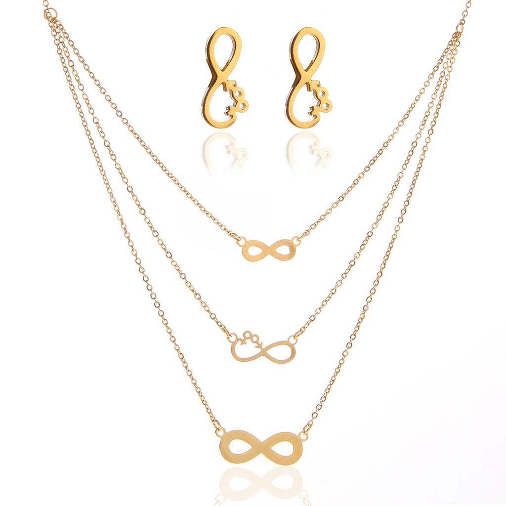 极速Digital 8 Earring Necklace Set Fashion temperament .geom