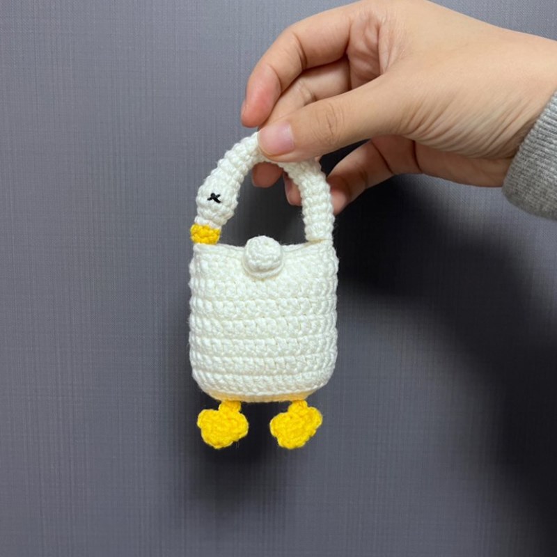 极速手工可c爱小鹅耳机袋毛线diy材料包苹果蓝牙耳机保护套送女友