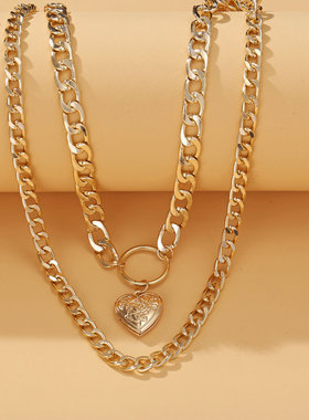 极速New Love Pendant Necklawce Alloy Double Layer Clavicle C