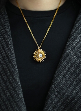 极速.You are my sunshine open locket sunflower necklXace boh