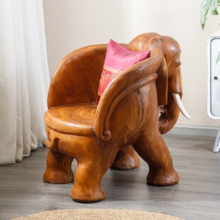 极速泰国大象f凳实木扶手靠背椅家用换鞋凳动物坐凳创意木墩凳矮