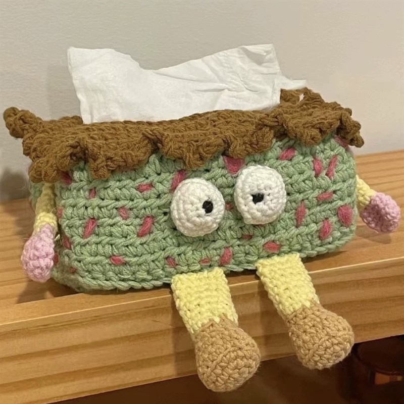 极速手工diy材料包毛线编织餐巾盒自H制搞怪丑萌抽纸袋纸巾容纳袋