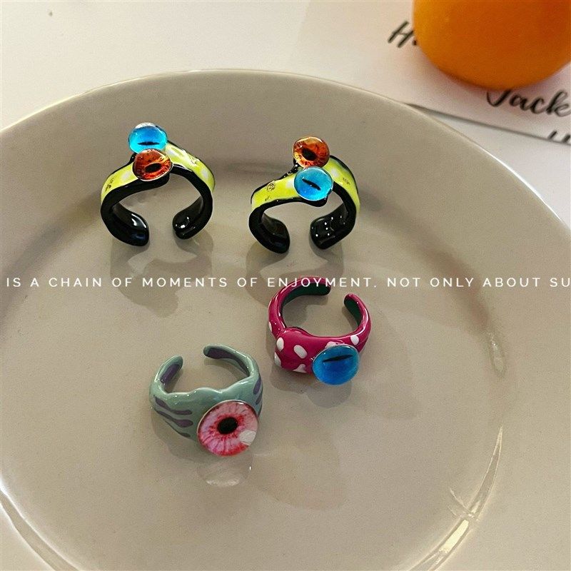 极速contrast eye ring sprving and summer white personality r