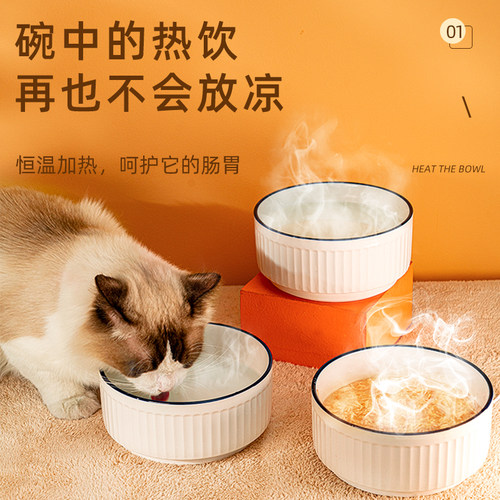 极速猫咪恒温加热饮水机陶瓷x喝水碗狗狗饮水器猫咪保温猫粮碗宠